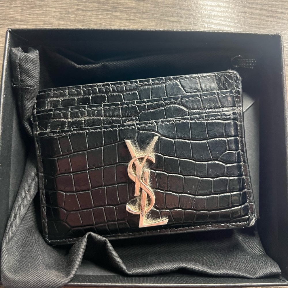 YSL card holder leather